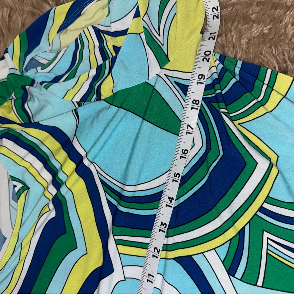Chico's Multicolor Swirl Print Long Sleeve Blouse - cold shoulder bell sleeve XL - Picture 7 of 9